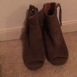 Faux suede western heels